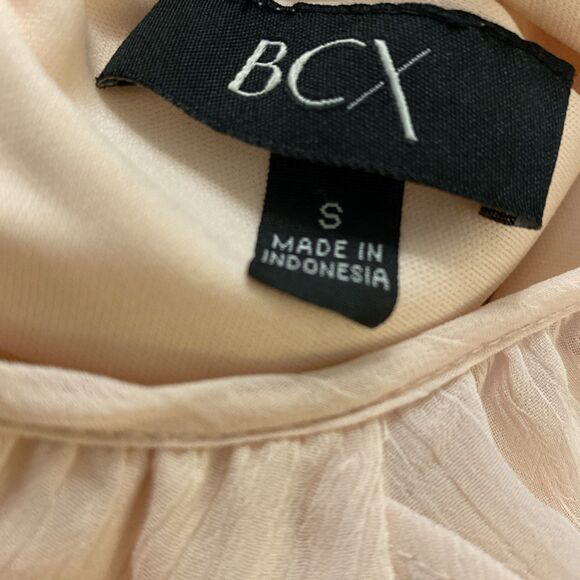 BCX Women’s Short SLeeve Blouse Light Pink Flutter Sleeve Lined Size Small - Picture 4 of 6